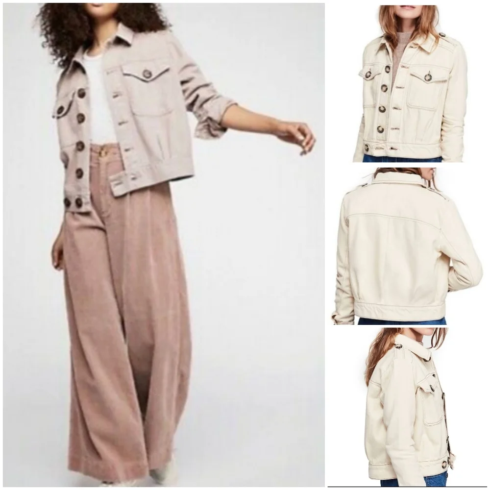 Free People Women's Eisenhower Ivory Denim Jacket - Picture 2 of 7